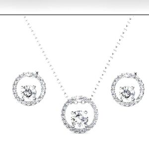 Reign 18k White Gold Necklace and Earrings Jewelry Set with Crystals